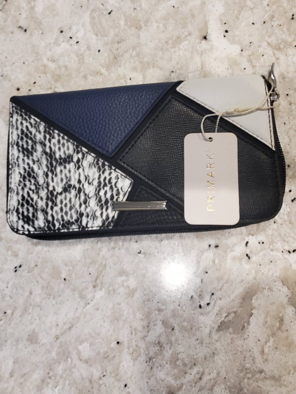 Primark Snakeskin Geometric Colorblock Zip-Around Wallet